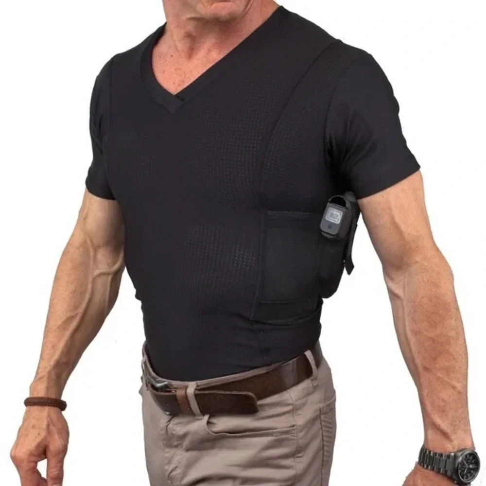UnderTech UnderCover Men's Black Undercover Concealment V-Neck Shirt Size Large